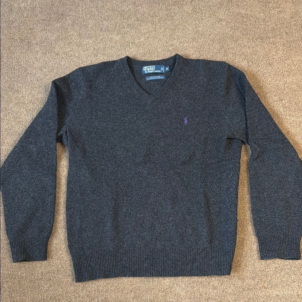 Polo Ralph Lauren Sweater Men’s Large 100% Lambswool Long Sleeve Vintage Black M